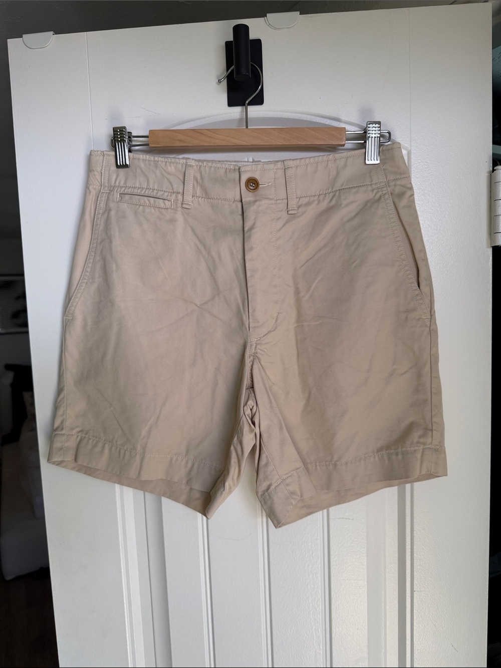 Buck Mason Lightweight Tan Flat-Front Chino Shorts